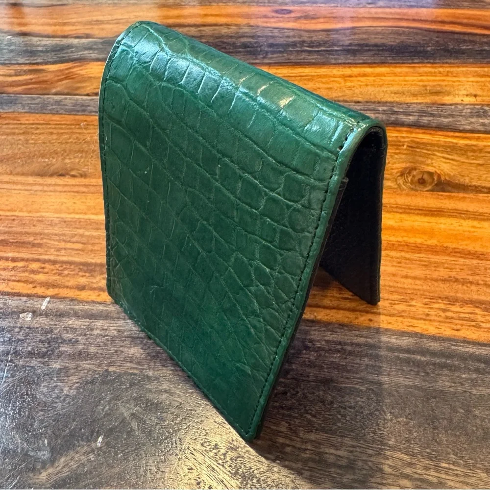 Genuine Croc Leather Wallet Dark Olive Color